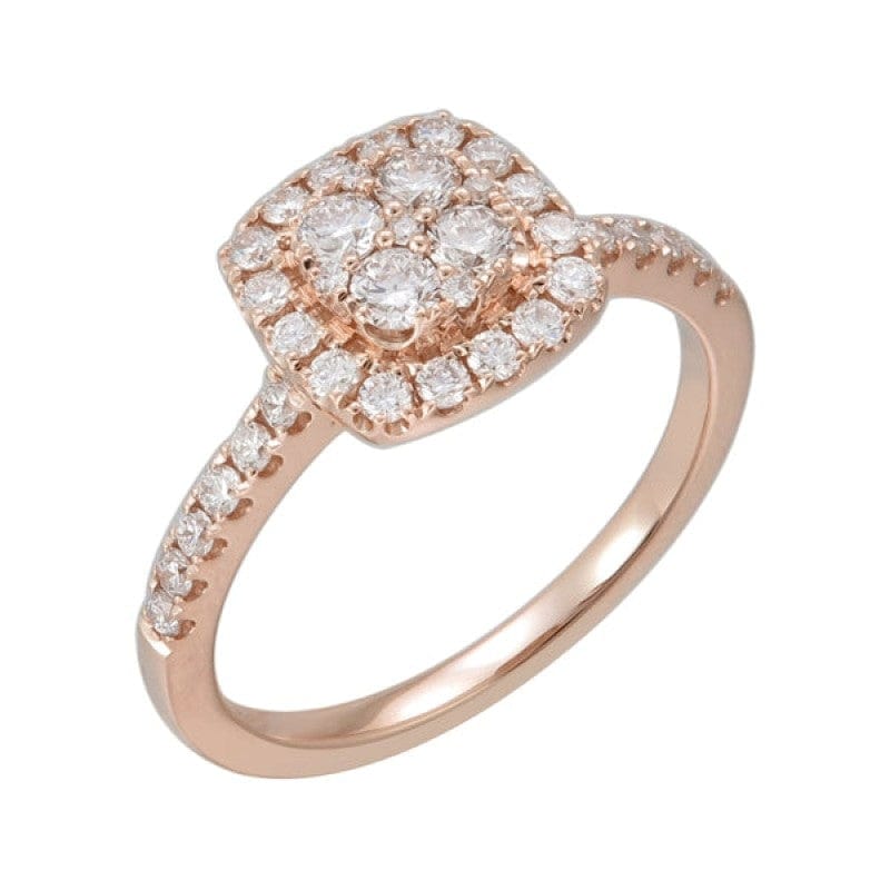 INVISIBLE CUSHION HALO RING ROSE GOLD