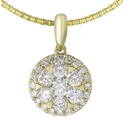 INVISIBLE ROUND HALO PENDANT YELLOW GOLD