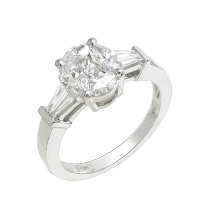 INVISIBLE ROUND SHAPED SOLITAIRE RING WITH BAGUETTE DIAMONDS YELLOW GOLD