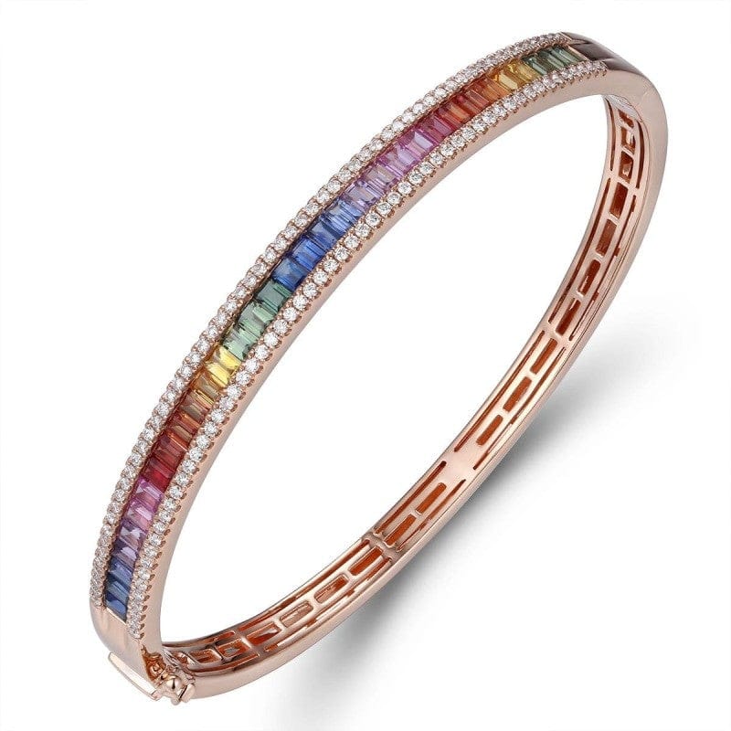 RAINBOW BRACELET WITH ROUND DIAMONDS AND BAGUETTE SAPPHIRES