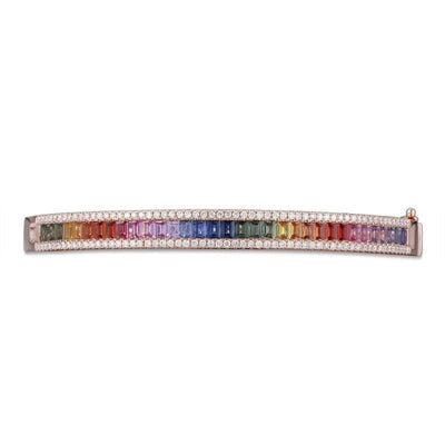 RAINBOW BRACELET WITH ROUND DIAMONDS AND BAGUETTE SAPPHIRES
