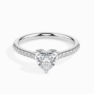 SOLITAIRE HEART DIAMOND PAVE RING