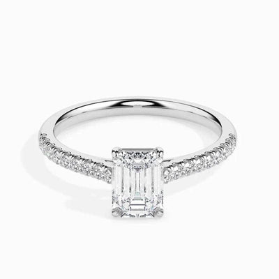 SOLITAIRE RADIANT DIAMOND PAVE RING