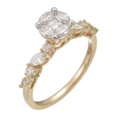 SOLITAIRE WITH ONE LINE MARQUISE AND ROUND DIAMONDS