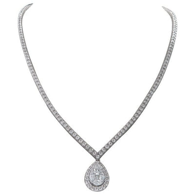 TENNIS COLLIER WITH A HANGING ILLUSION PEAR SHAPE